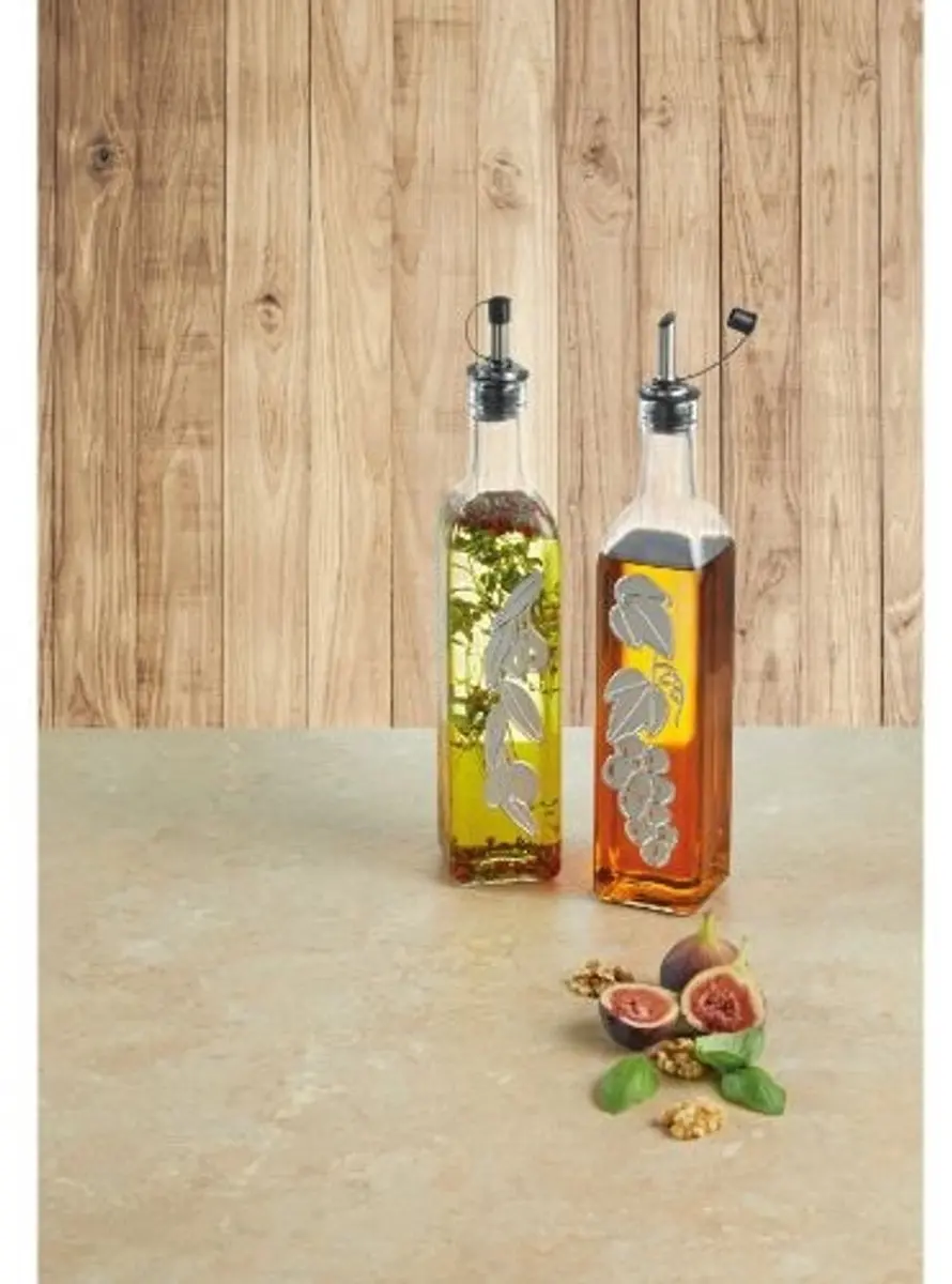 KitchenCraft Olie- en Azijnflessenset 500ml - Zilver