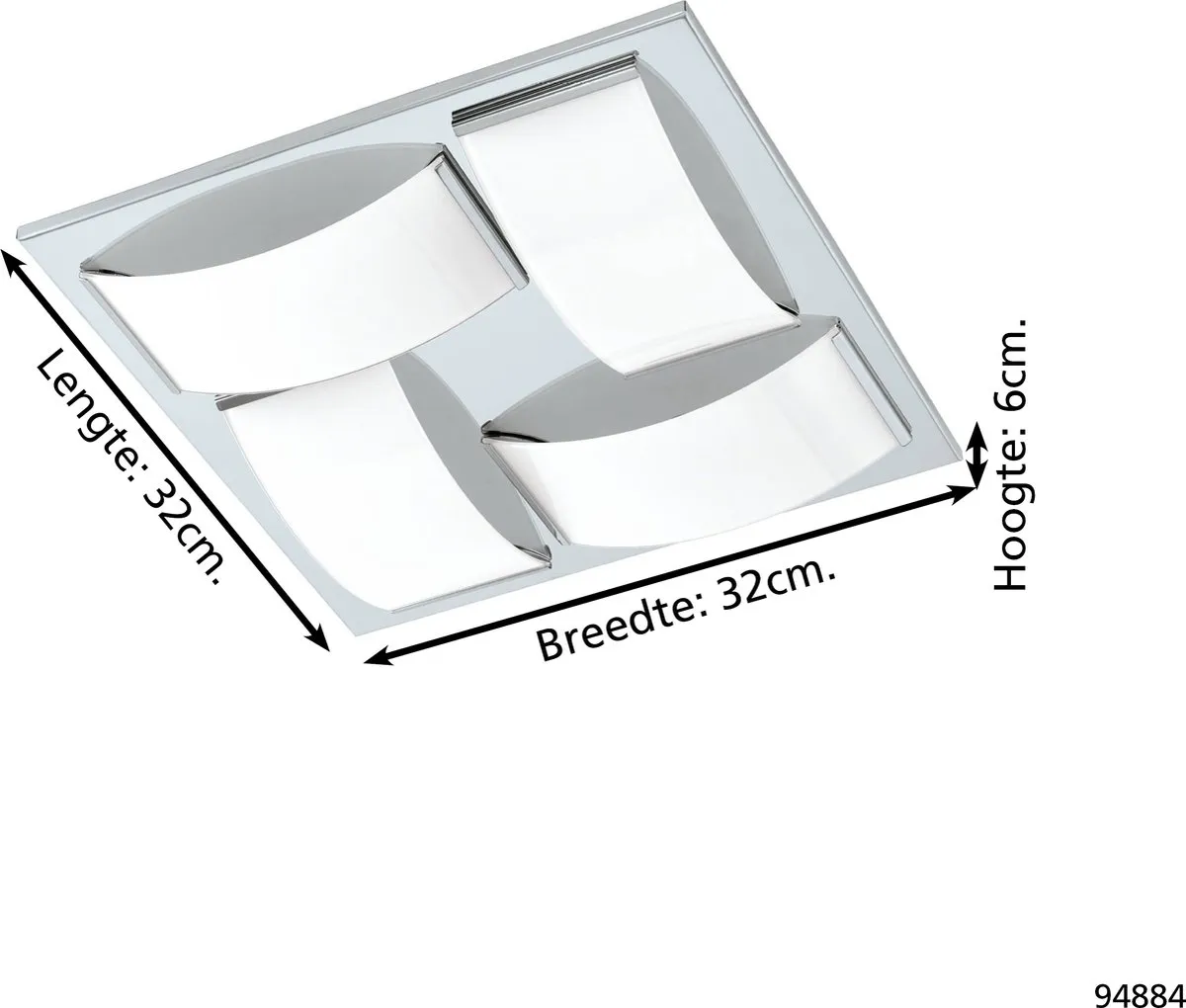 Eglo Batholino Wasao 1 Wandlamp - 4 Lichts - Chroom - afbeelding 6 van 6