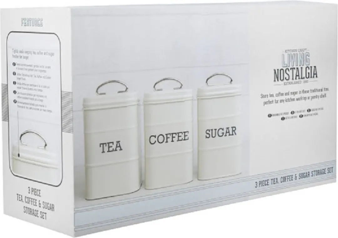 KitchenCraft Living Nostalgia Voorraadbussen 3-delig - 999ml - Crème