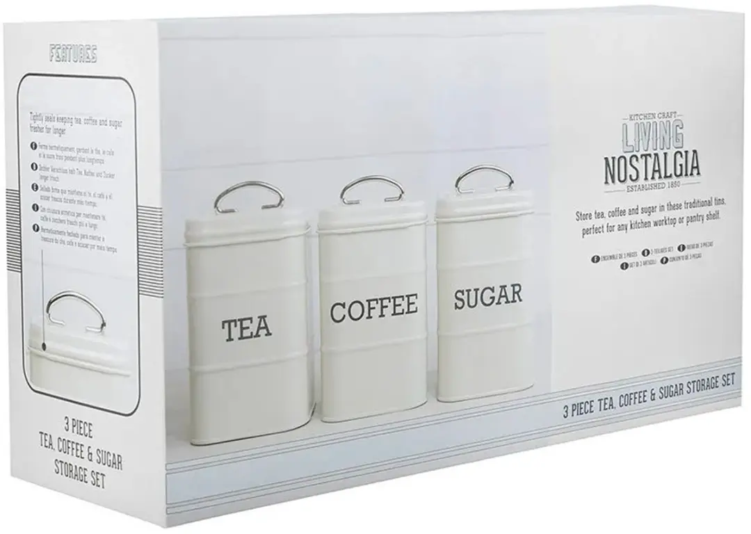KitchenCraft Living Nostalgia Voorraadbussen 3-delig - 999ml - Crème