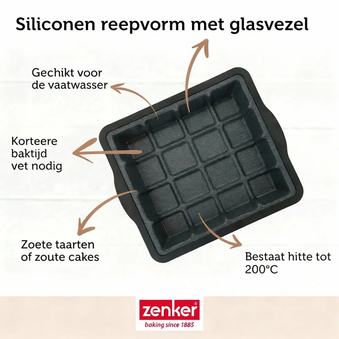Zenker Siliconen Cakevorm Chocoladereep 22x24cm - Zwart