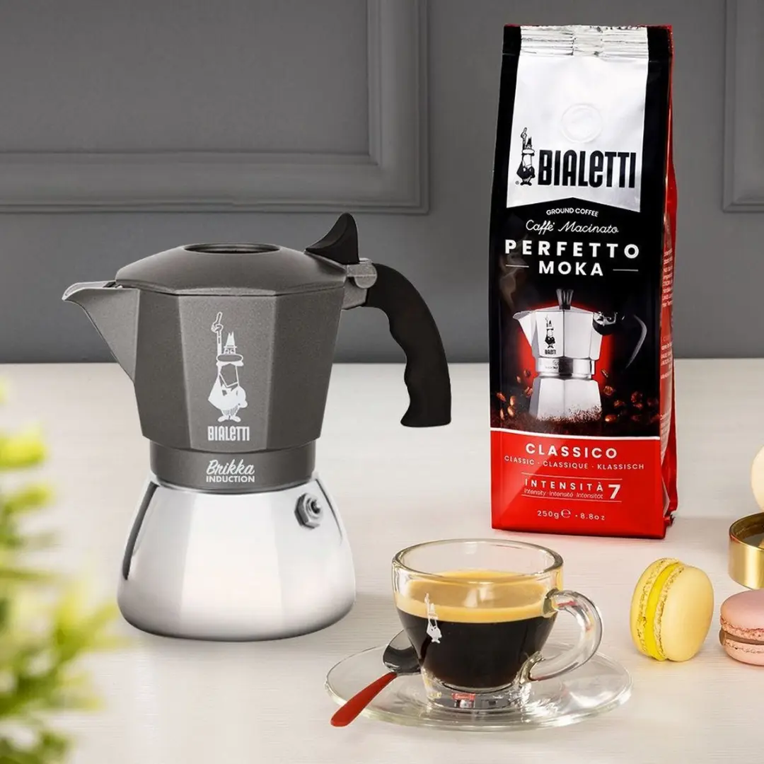 Bialetti Brikka Induction 4 Koppen Espressomachine - Zwart/RVS