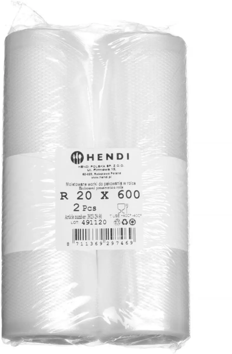 HENDI Vacuümrol met relief 600x20cm - 2 Stuks - Transparant