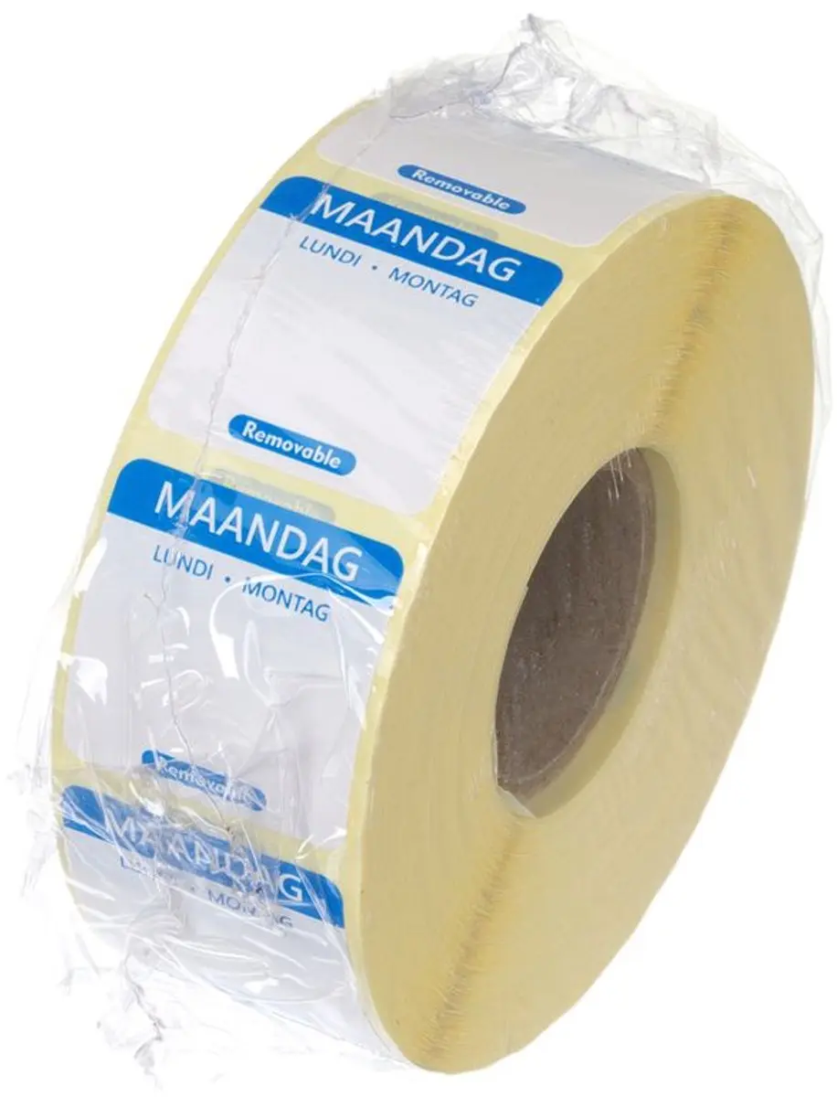 HENDI Herbruikbare Dagstickers Maandag Blauw - 1000 Stuks