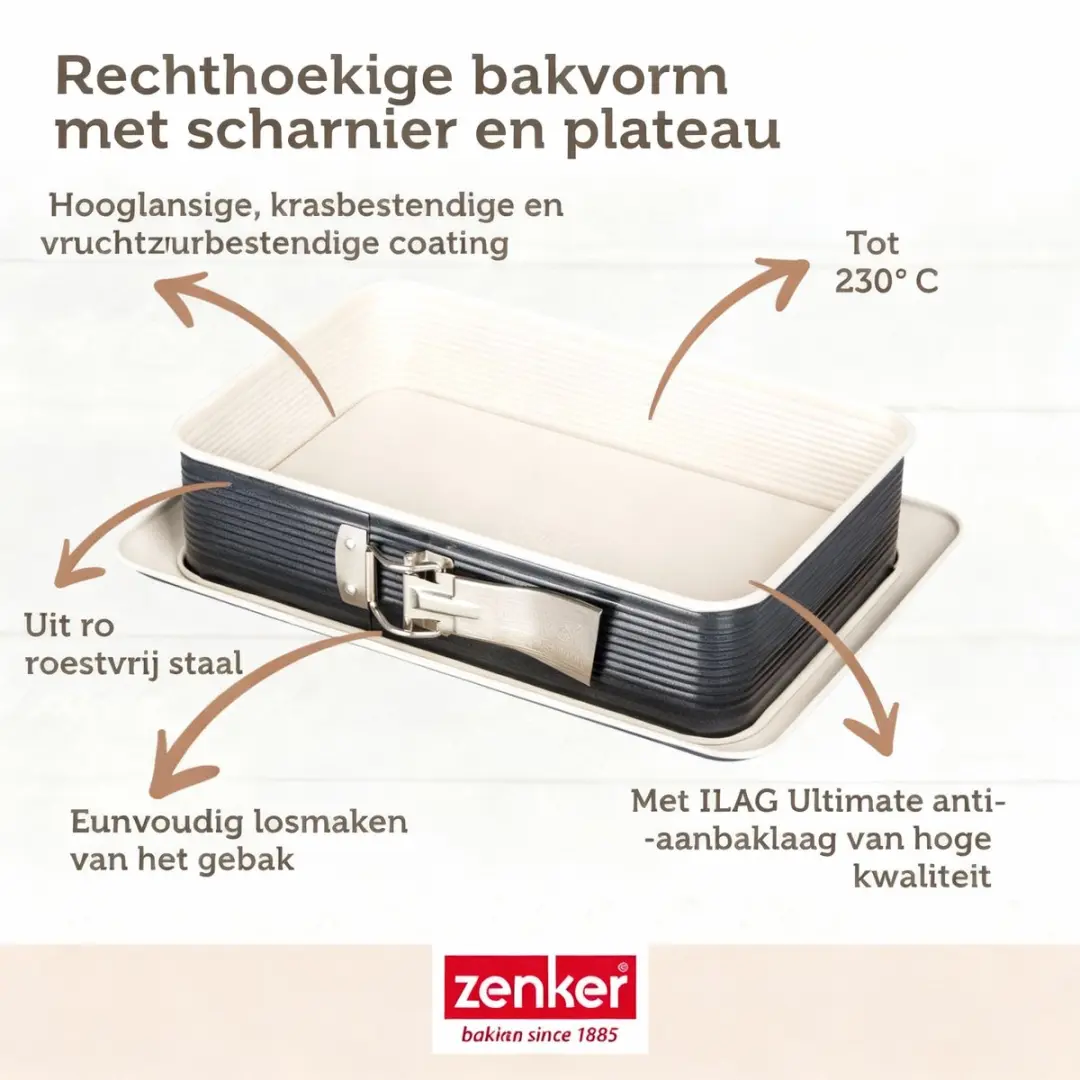 Zenker Smart Pastry Rechthoekige Springvorm 28x18cm - Wit/Zwart
