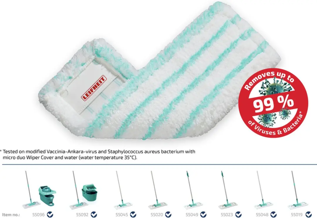 Leifheit Profi Overtrek Dweildoek XL 42cm Micro Duo - Turquoise/Wit