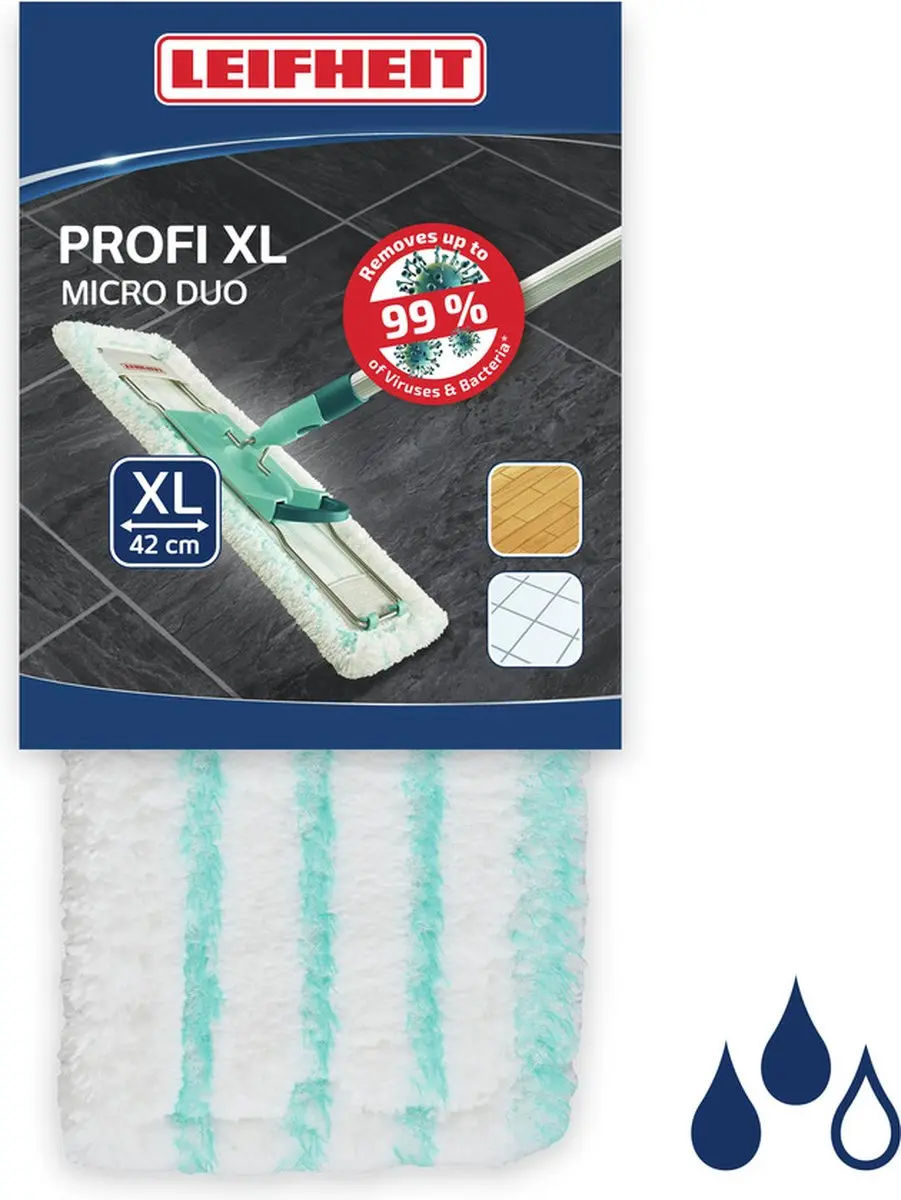 Leifheit Profi Overtrek Dweildoek XL 42cm Micro Duo - Turquoise/Wit