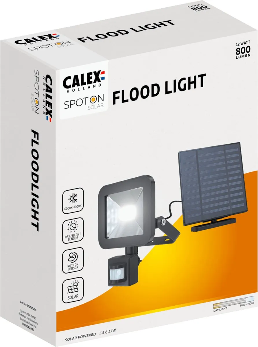 Calex Wandlamp Spot On Solar 800 Lumen - Zwart