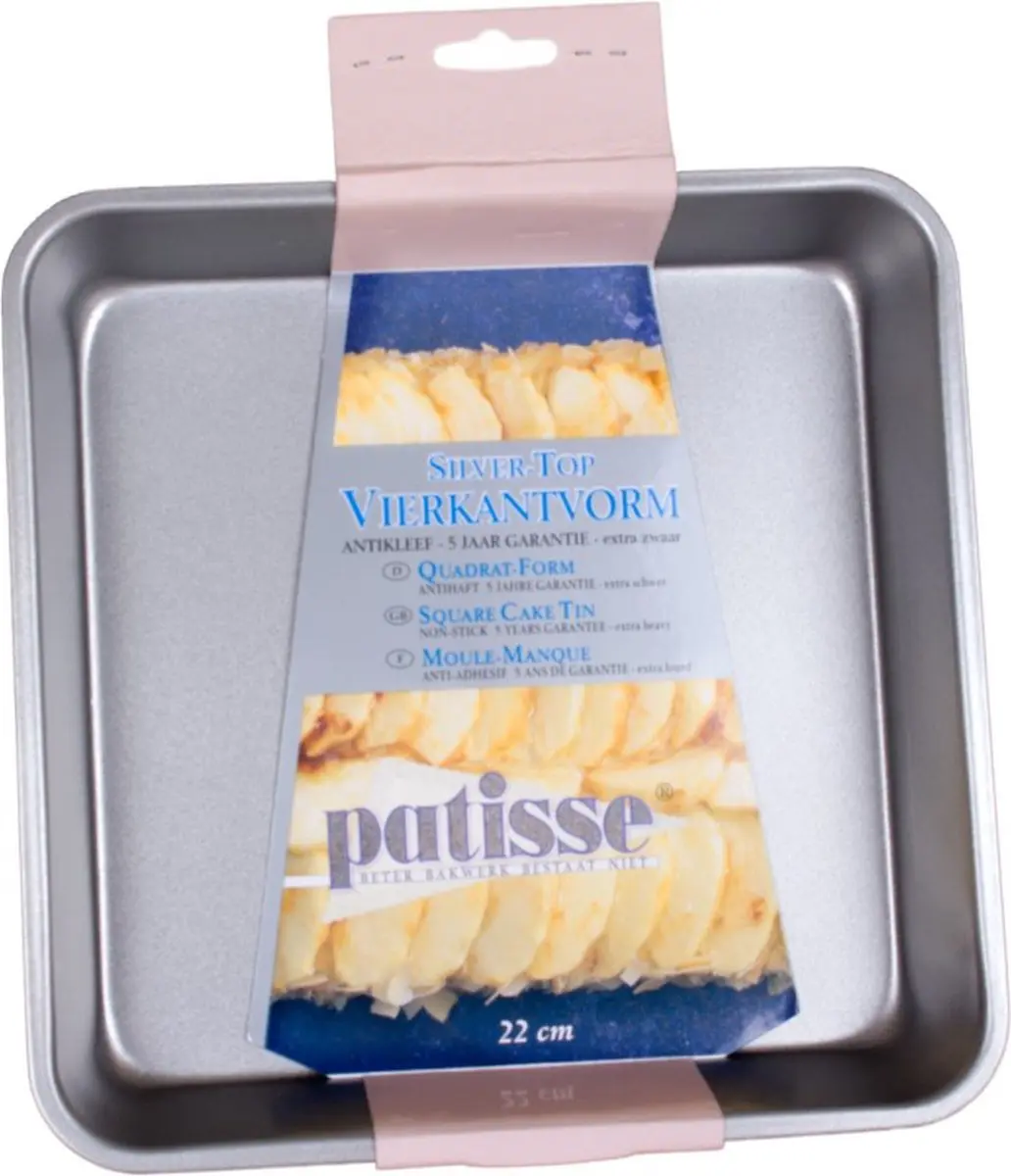 Patisse Silver Top Bakvorm Vierkant 22cm - Zilver