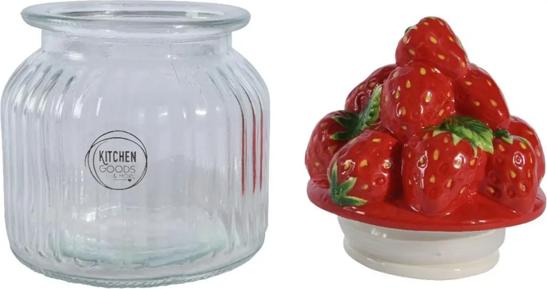 Decoris Voorraadpot Aardbei 1000ml - Ø11cm - Glas