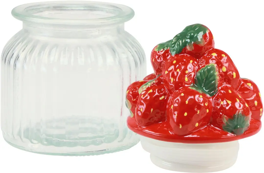 Decoris Voorraadpot Aardbei 1000ml - Ø11cm - Glas