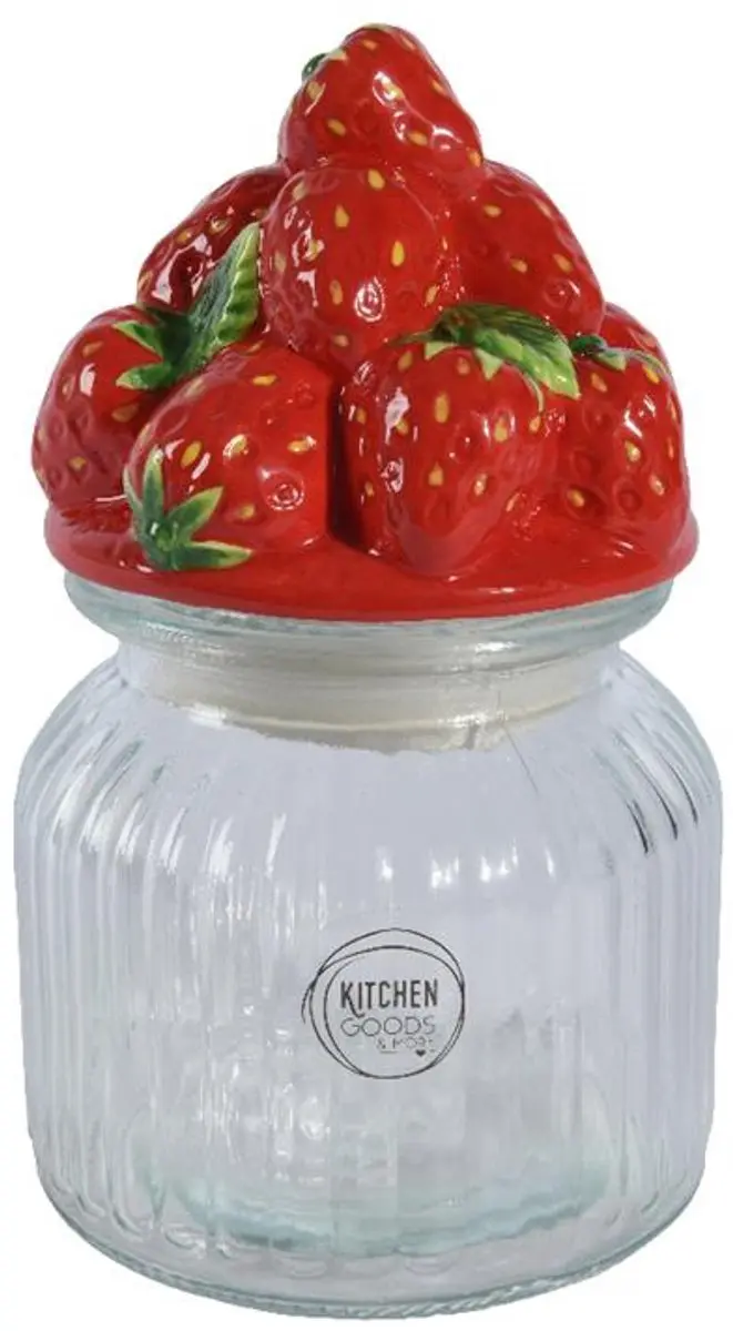Decoris Voorraadpot Aardbei 1000ml - Ø11cm - Glas