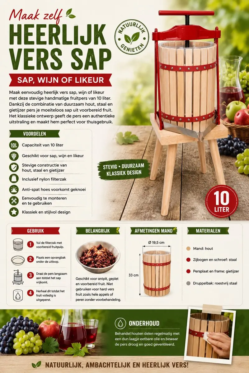 Browin Handmatige Fruitpers 10L - Rood
