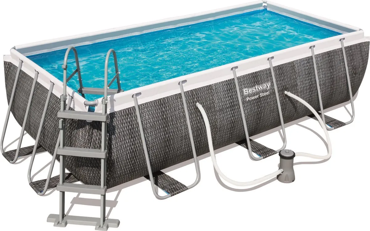 Bestway Power Steel 56721 Opzetzwembad - 6478L - 404x201x100cm - Grijs