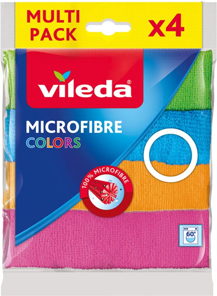 Vileda Colors Microvezeldoekjes - 4 Stuks - Kleurrijk