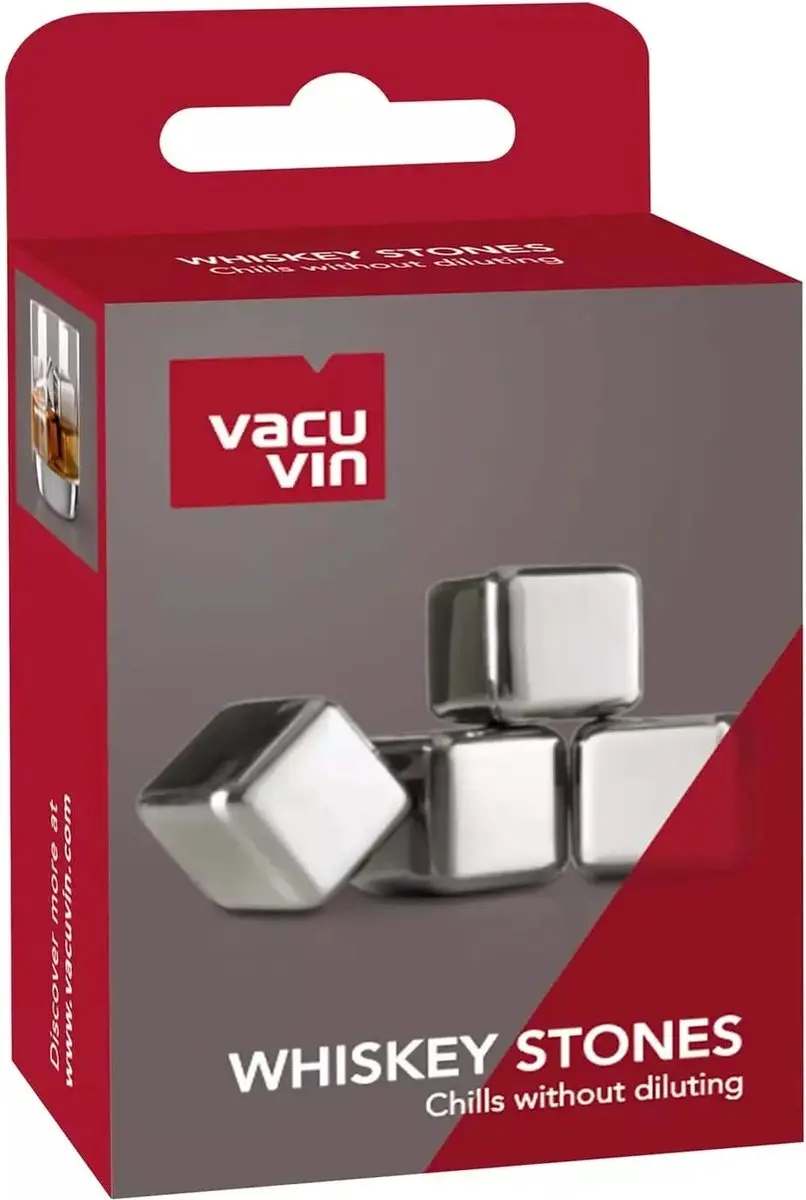 VacuVin Whiskey Stones RVS - Set van 4