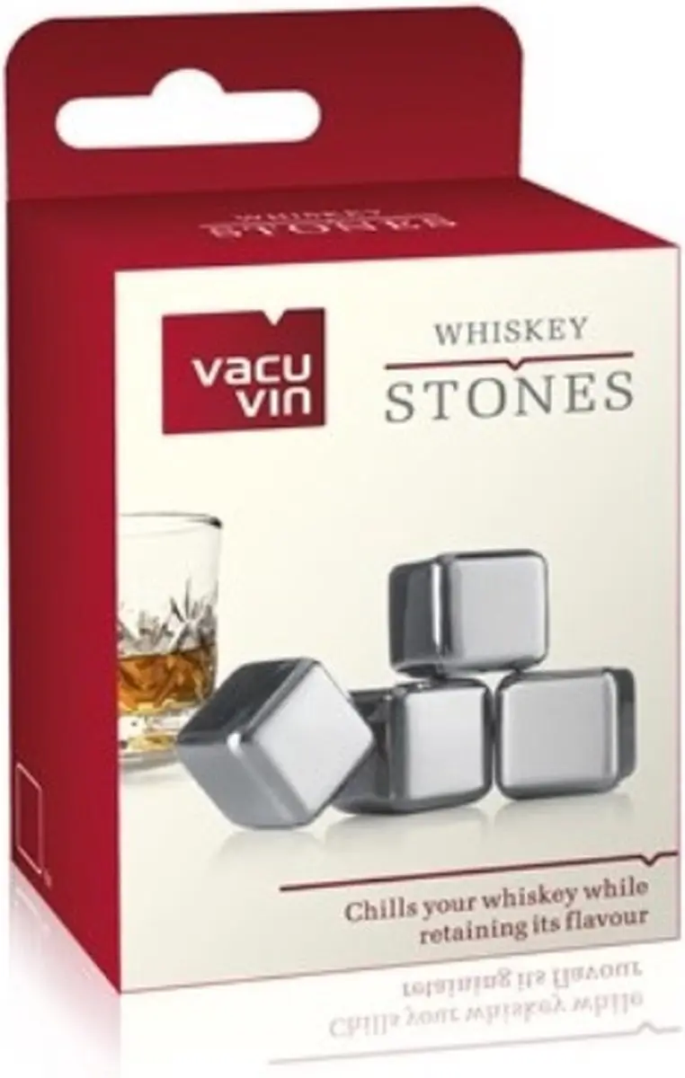 VacuVin Whiskey Stones RVS - Set van 4
