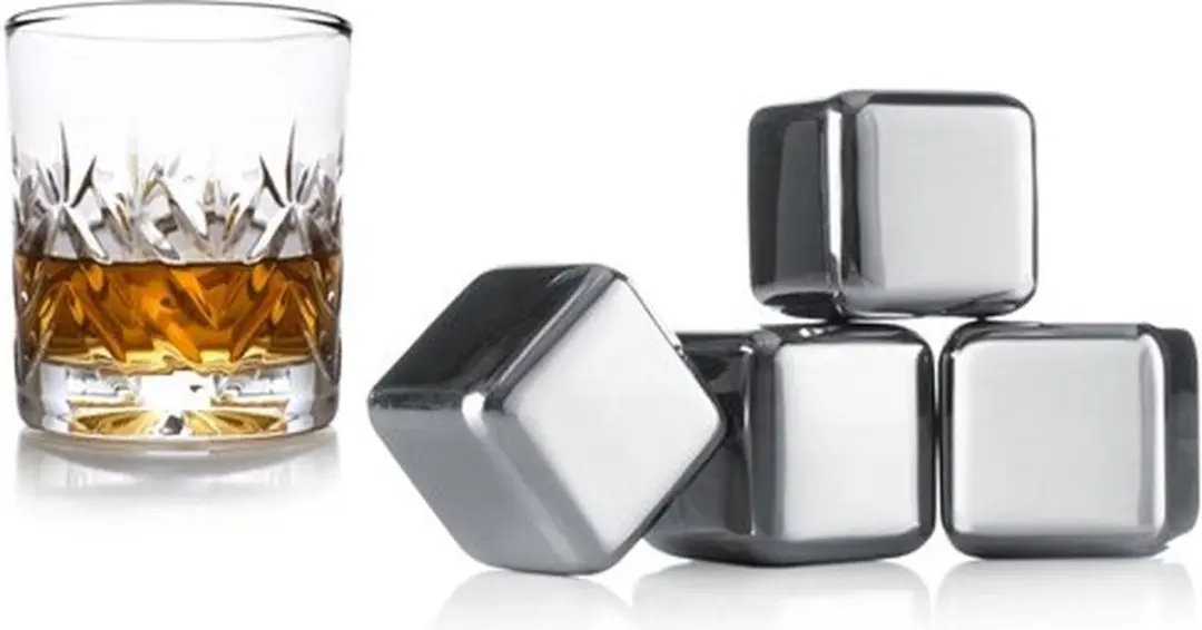 VacuVin Whiskey Stones RVS - Set van 4