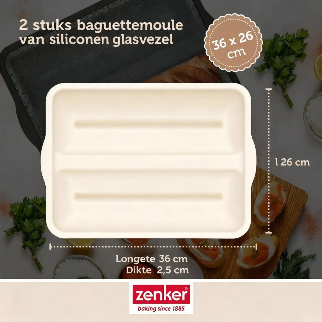 Zenker Bakset 2 Stokbroden 36x26cm - Siliconen - Zwart/Grijs