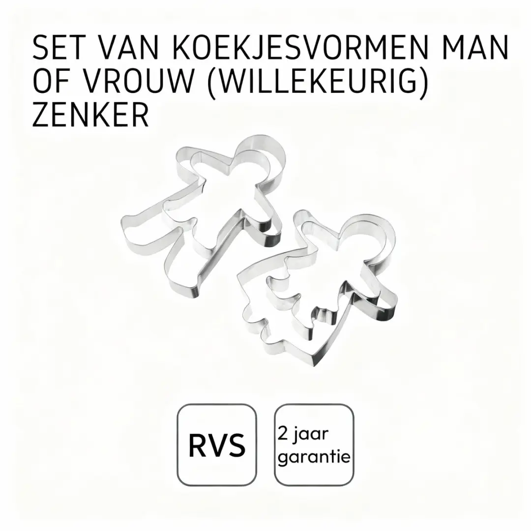 Zenker Uitsteekvormen Peperkoekmannetjes - 2 Stuks Roestvrij Staal