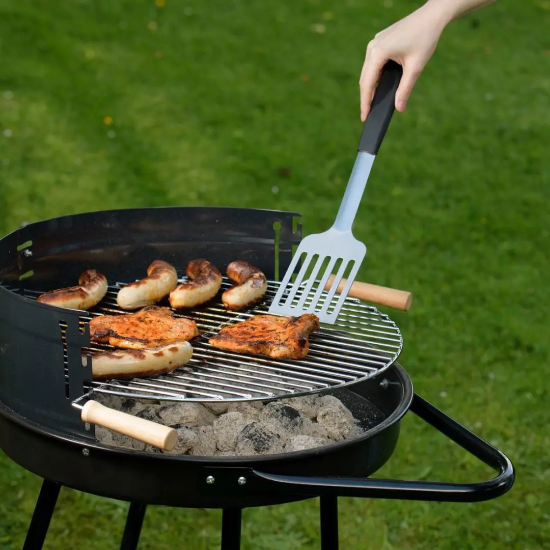 Westmark Barbecuespatel 43cm - Roestvrij staal - Zwart/Zilver/Rood