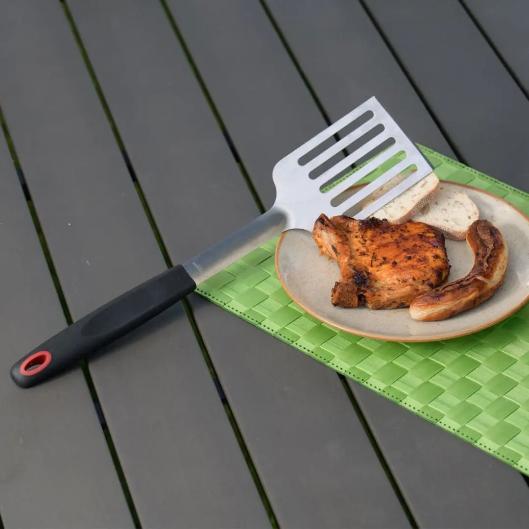 Westmark Barbecuespatel 43cm - Roestvrij staal - Zwart/Zilver/Rood
