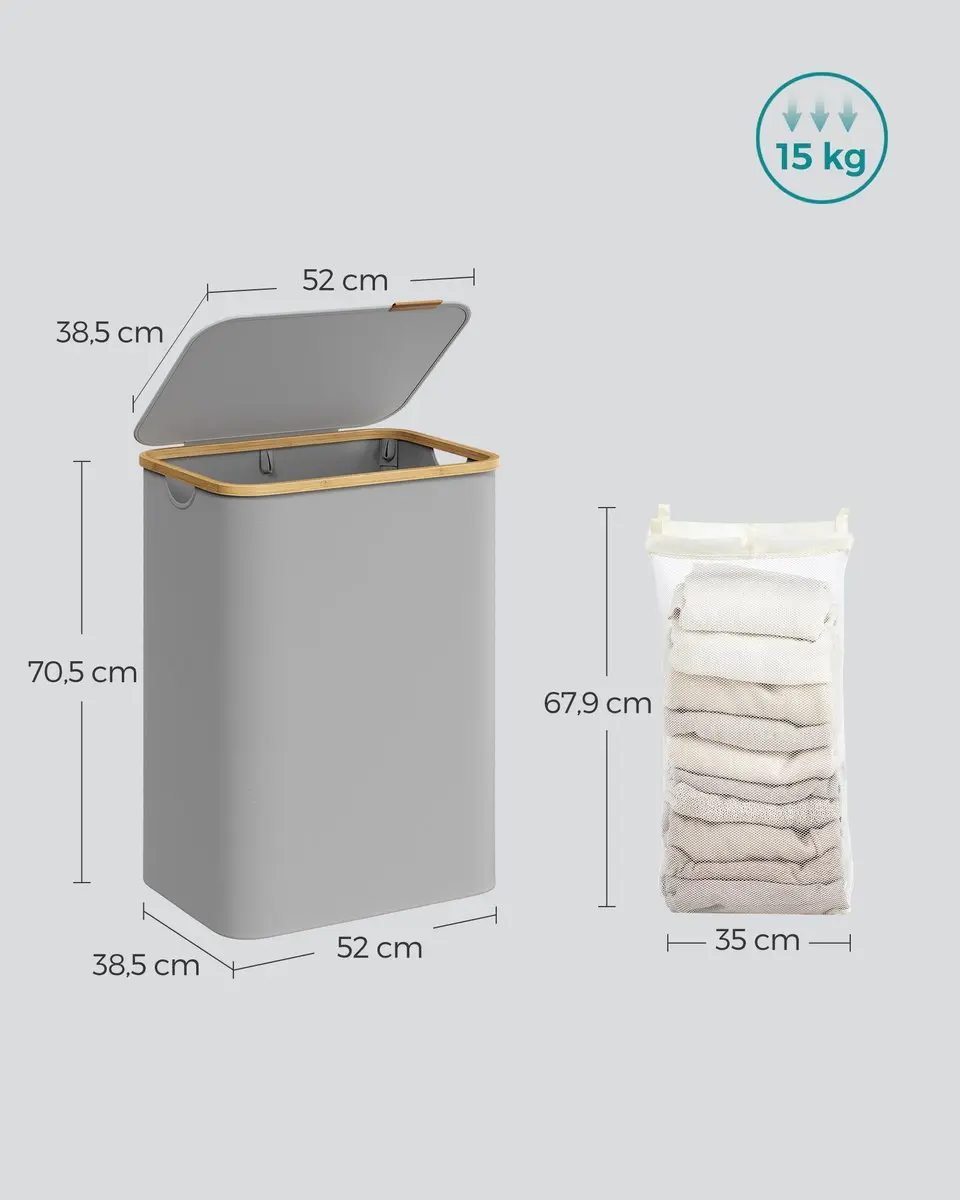 Songmics LCB513G01 Wasmand 130L - 4 Vakken - Opvouwbaar