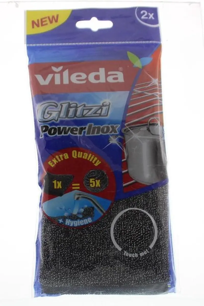 Vileda Glitzi Power Inox Schuurspons - 2 Stuks