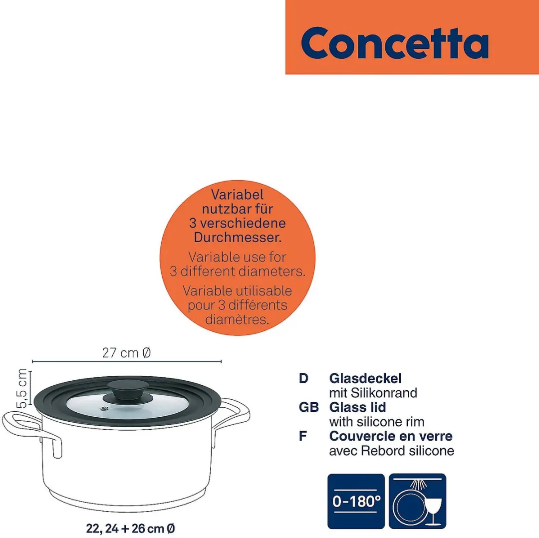 Kela Concetta Pannendeksel 22-26cm - Zwart