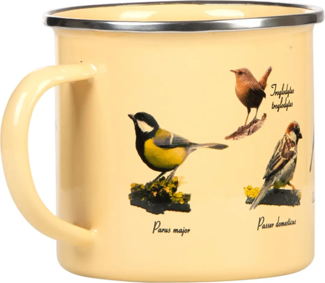 Esschert Design Mok Vogels 500ml RVS - Crème