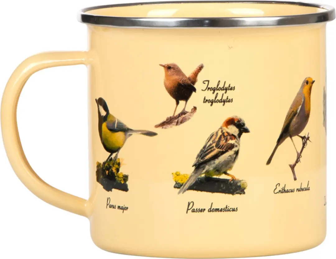 Esschert Design Mok Vogels 500ml RVS - Crème