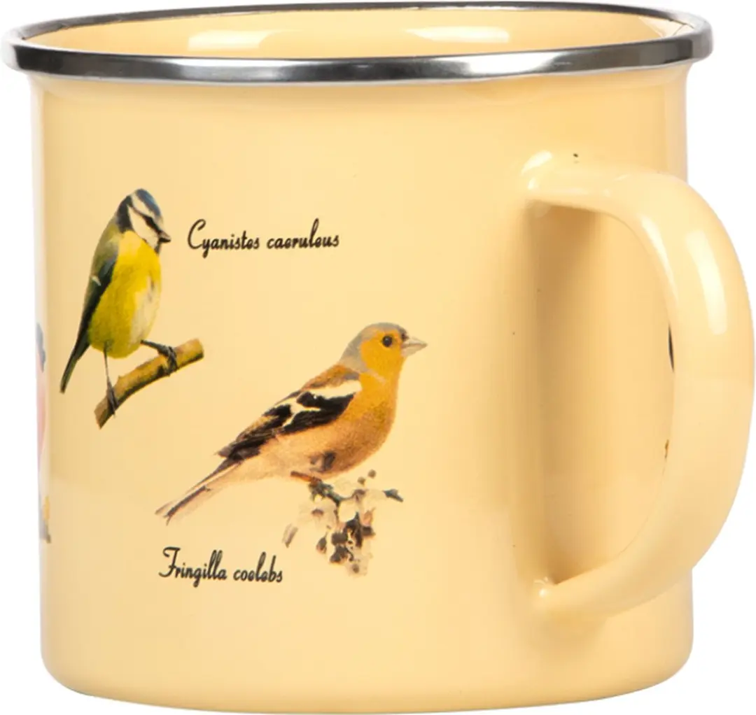 Esschert Design Mok Vogels 500ml RVS - Crème