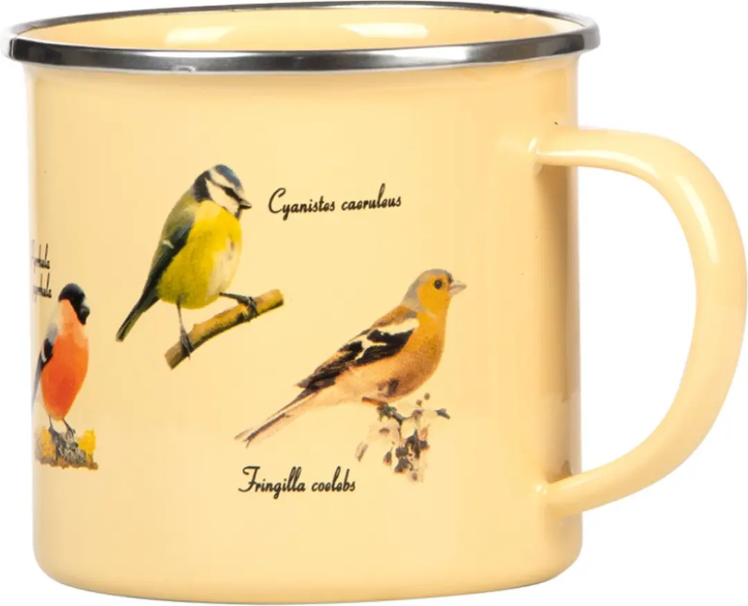 Esschert Design Mok Vogels 500ml RVS - Crème