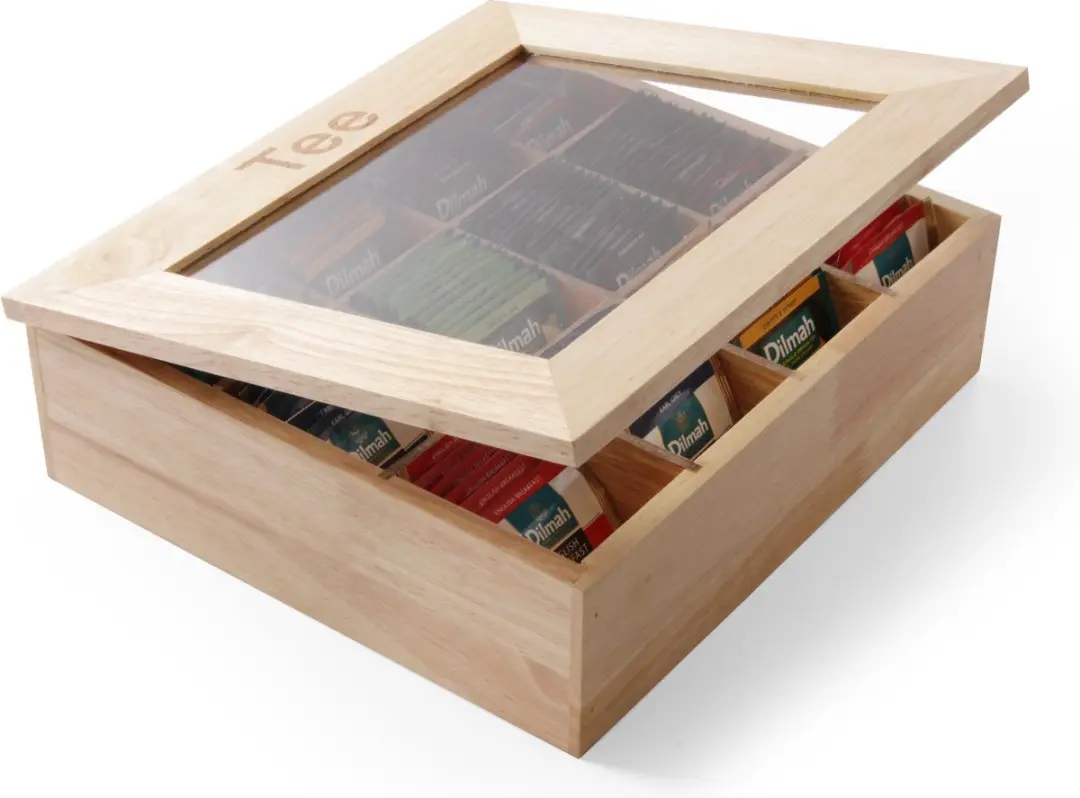 HENDI Theedoos Houten 12 Compartimenten 30x28cm - Bruin