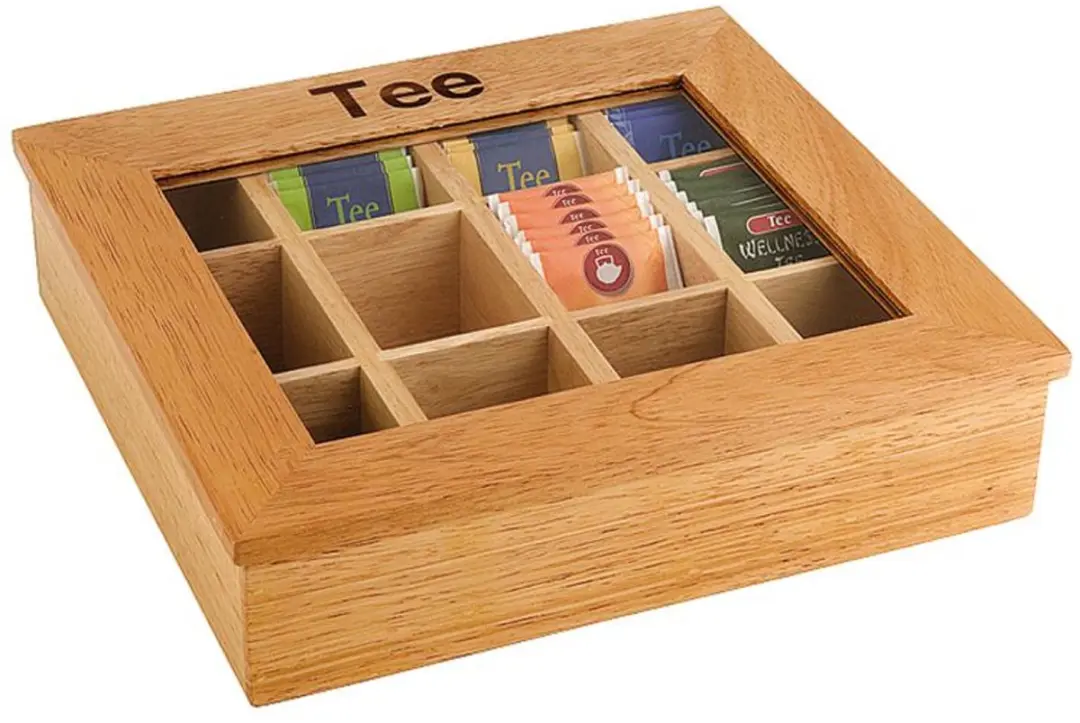 HENDI Theedoos Houten 12 Compartimenten 30x28cm - Bruin