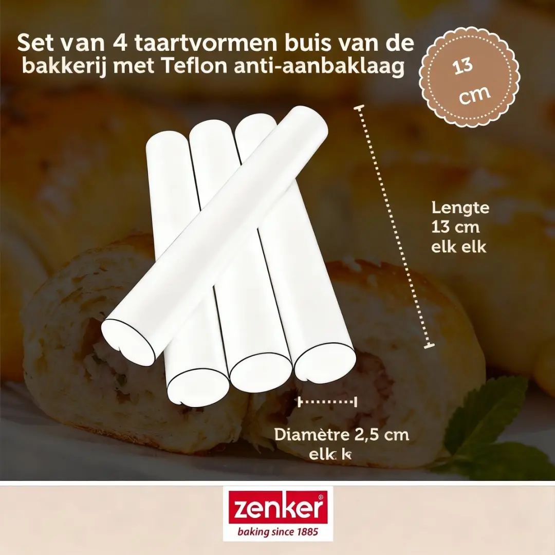 Zenker Bakkerset - 4 Tubevormen 13cm, 2 Mengkommen, Maatbeker & Spatel - Zwart