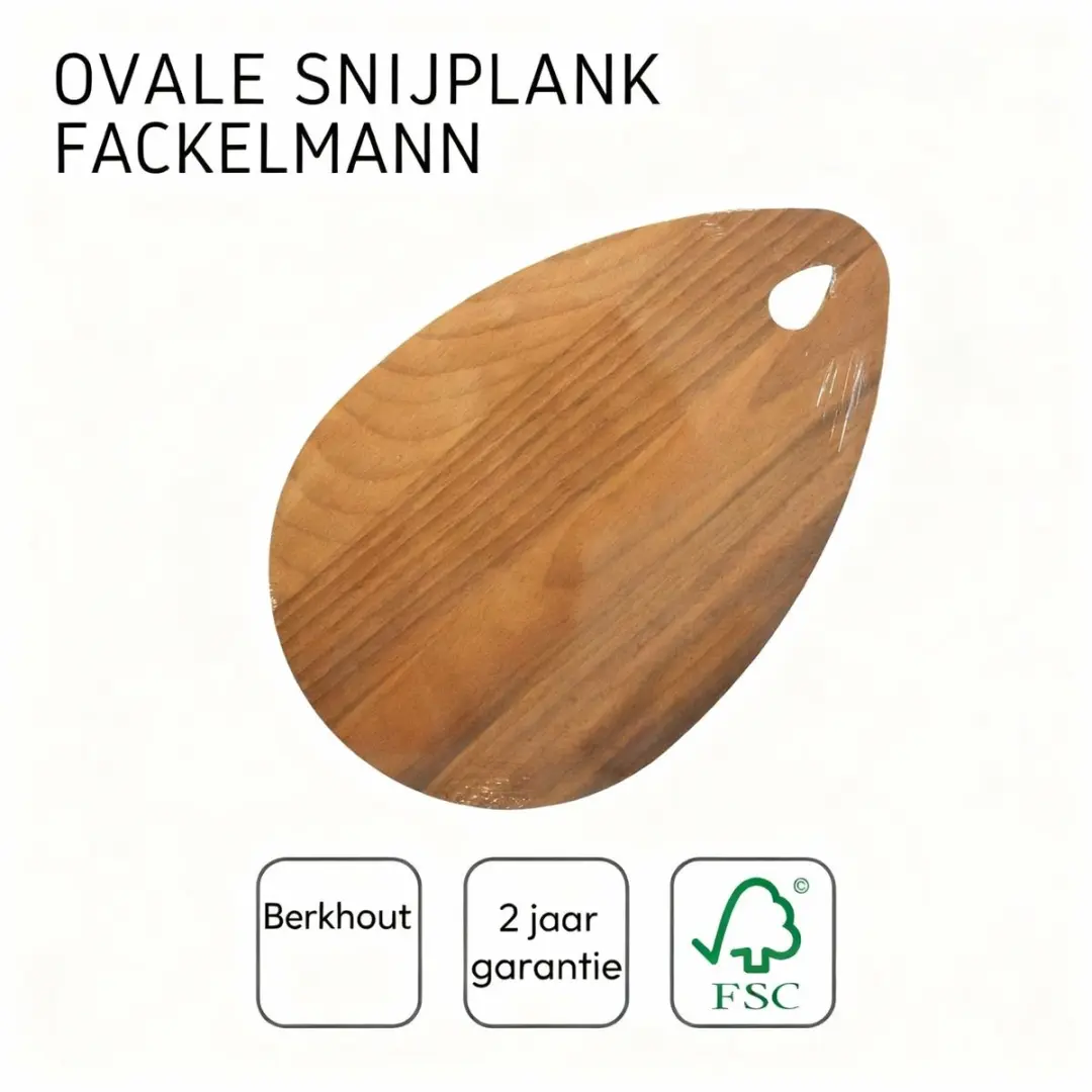 Fackelmann Wood Edition Ovale Snijplank Donker Beuken 21x12cm