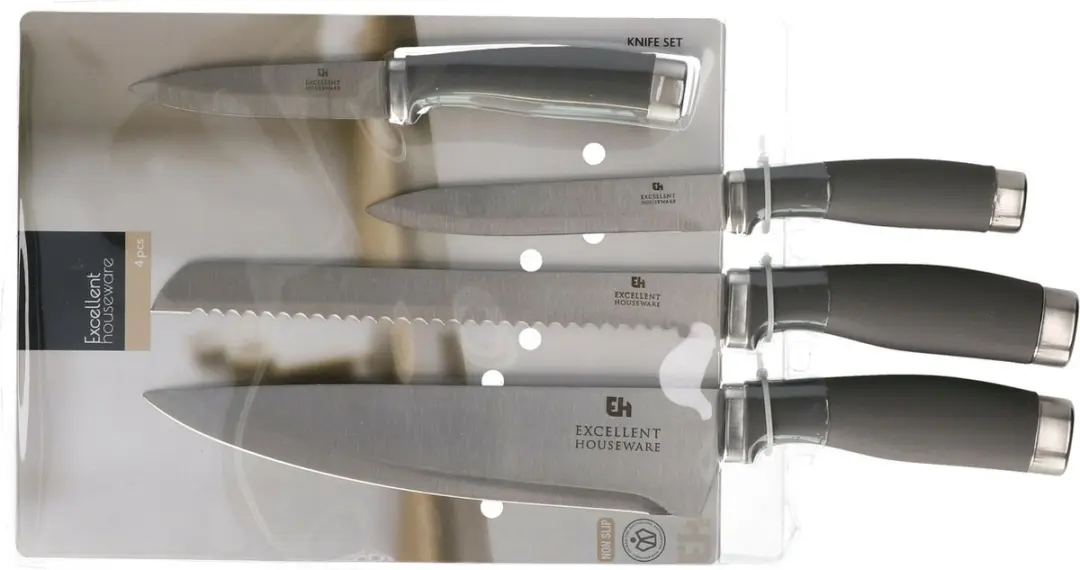 Excellent Houseware Keuken Messen Set 4-delig - Grijs