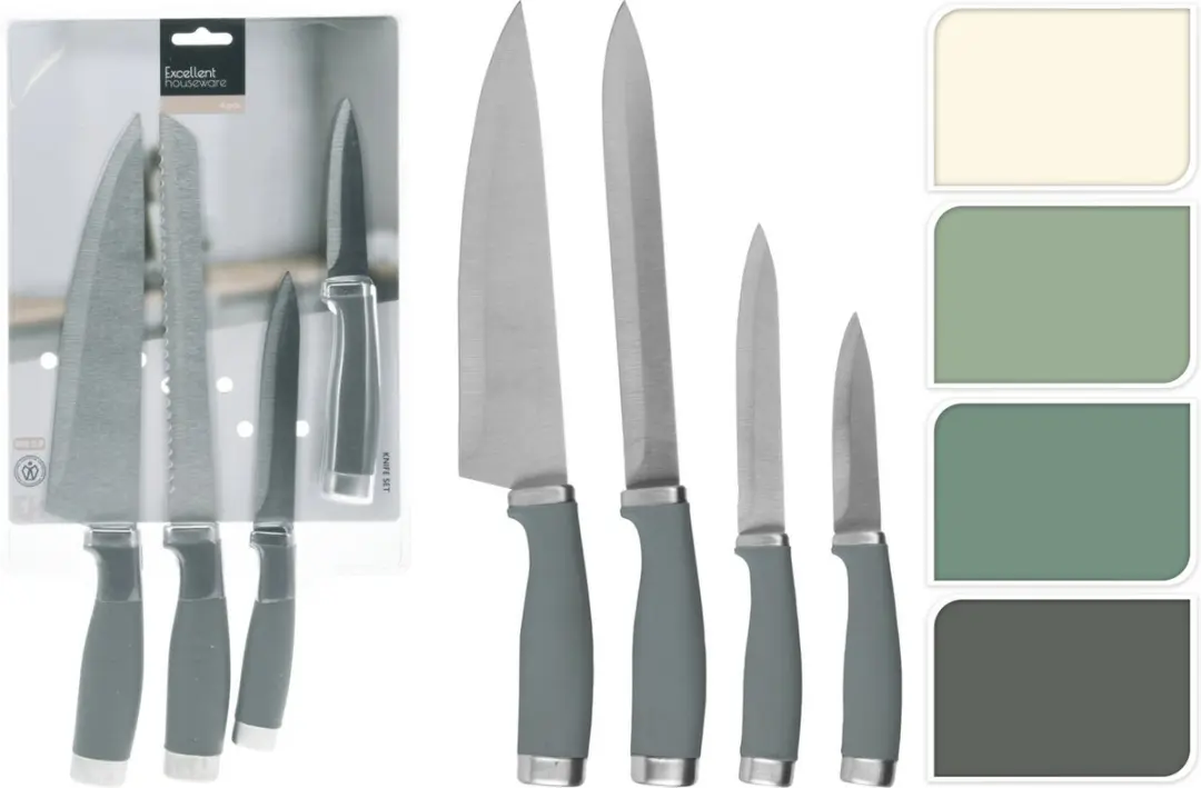 Excellent Houseware Keuken Messen Set 4-delig - Grijs