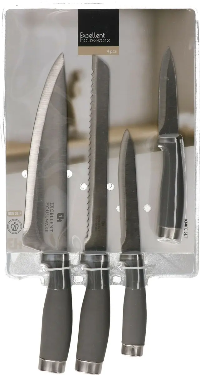 Excellent Houseware Keuken Messen Set 4-delig - Grijs