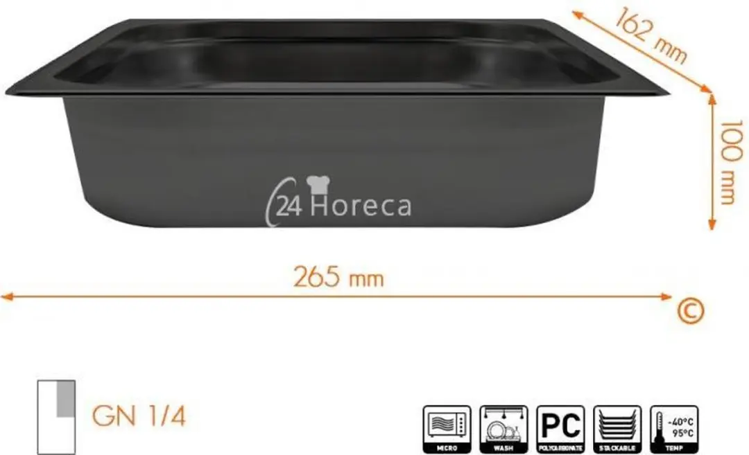 Hendi GN 1/4 Container 2,8L - Zwart - afbeelding 6 van 6