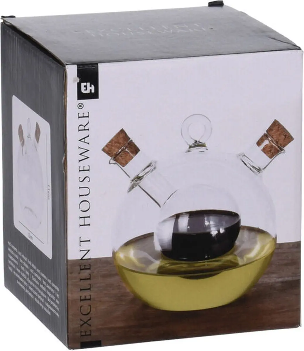 Excellent Houseware Olie/Azijnfles Glas 480ml - Transparant