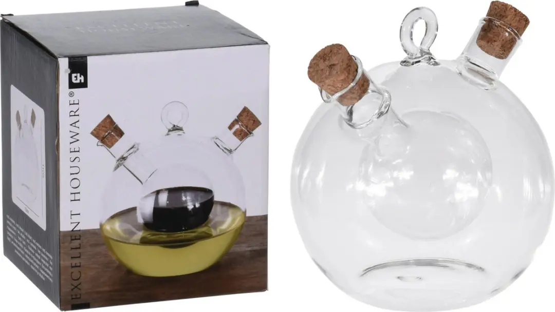 Excellent Houseware Olie/Azijnfles Glas 480ml - Transparant