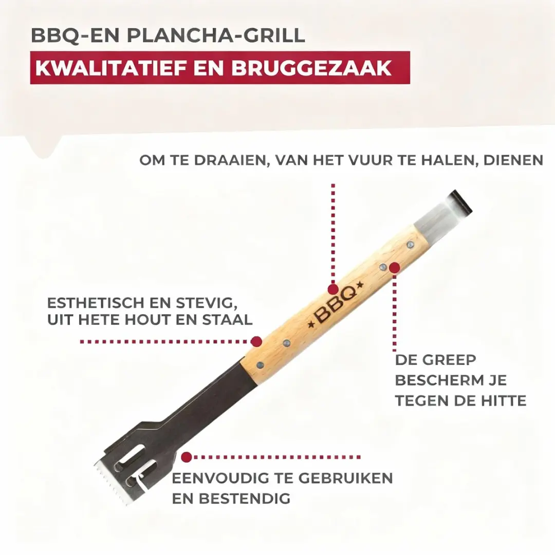 Fackelmann BBQ Tang 39cm - Roestvrij staal/Hout