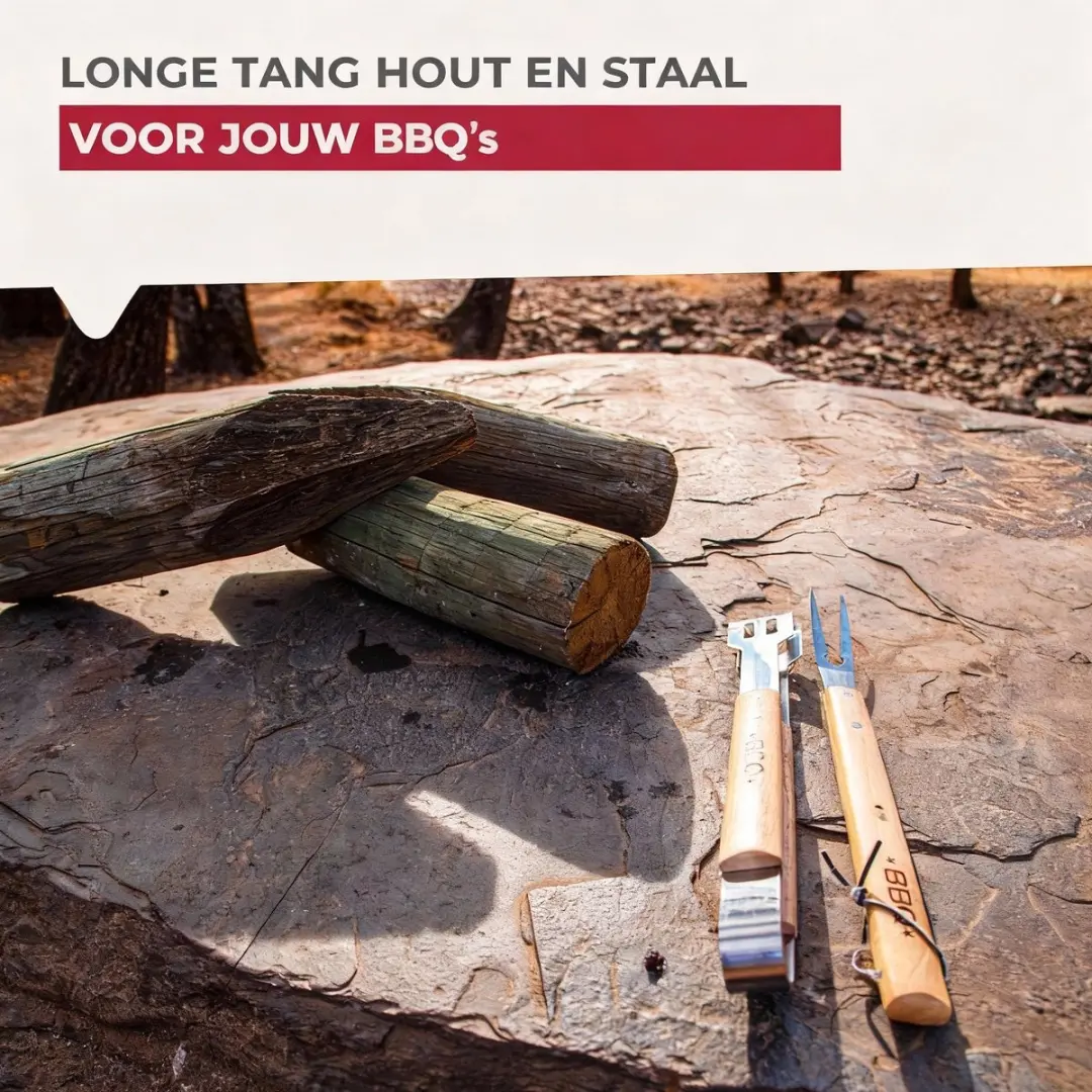 Fackelmann BBQ Tang 39cm - Roestvrij staal/Hout