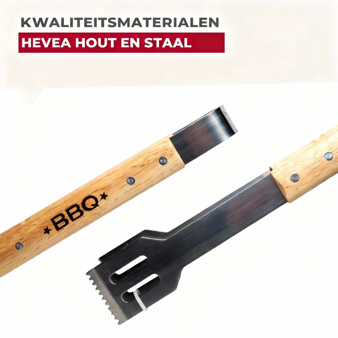 Fackelmann BBQ Tang 39cm - Roestvrij staal/Hout