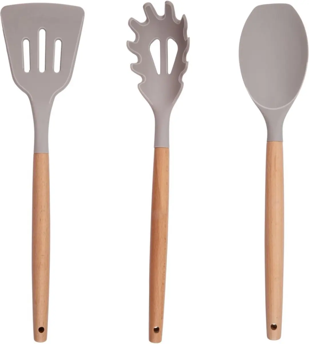 Alpina Keukengerei Set 12-delig - Siliconen met Houten Handvat - Beige