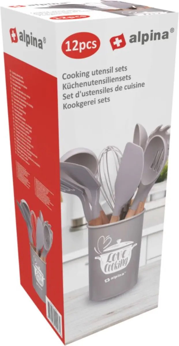 Alpina Keukengerei Set 12-delig - Siliconen met Houten Handvat - Beige - afbeelding 6 van 6