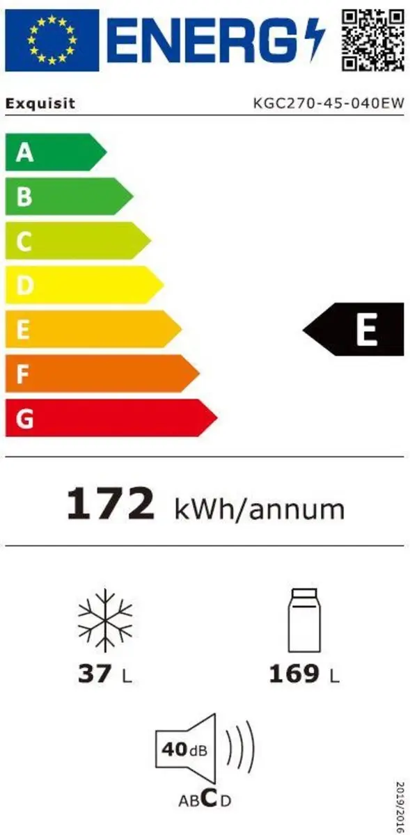Exquisit KGC270-45-040EW Koel-vriescombinatie 206L - Wit