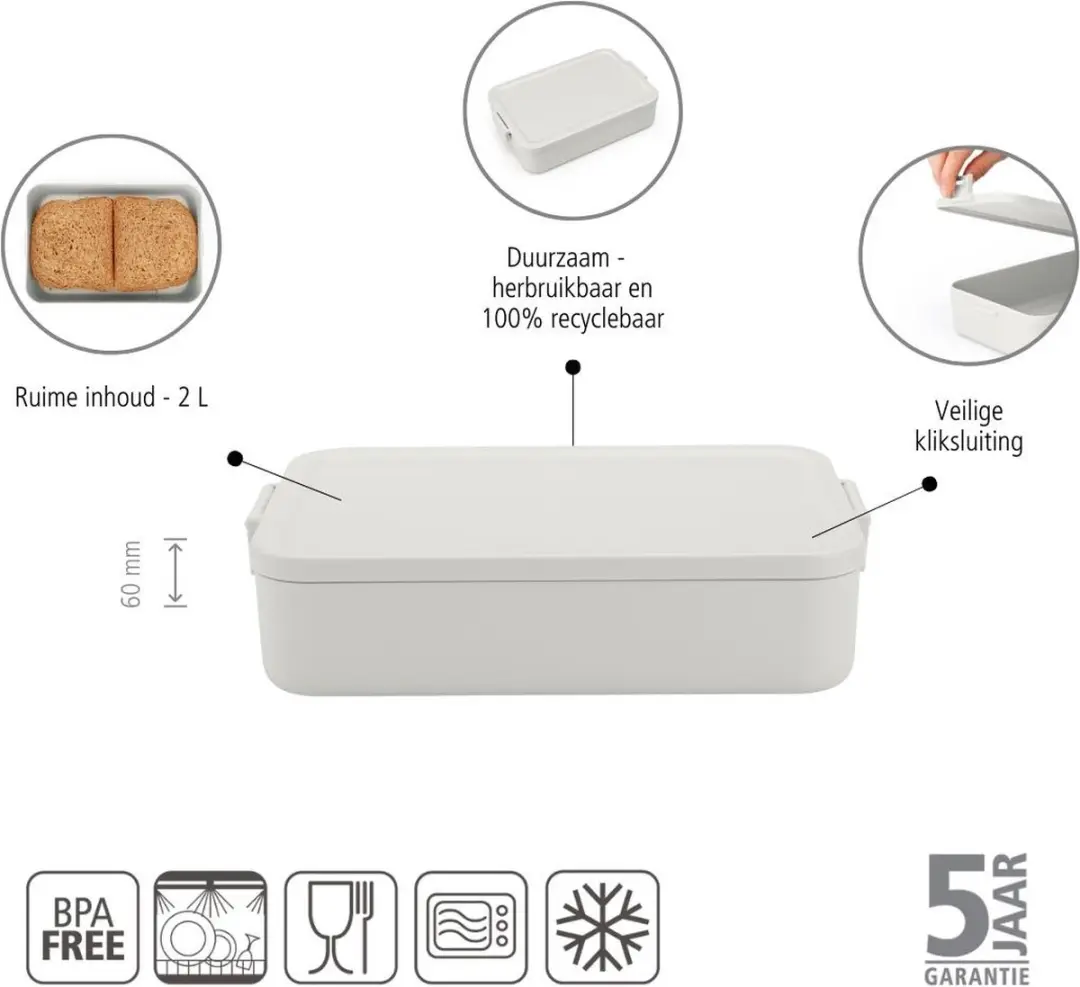Brabantia Make & Take Lunchbox 203121 - 2L - Light Grey